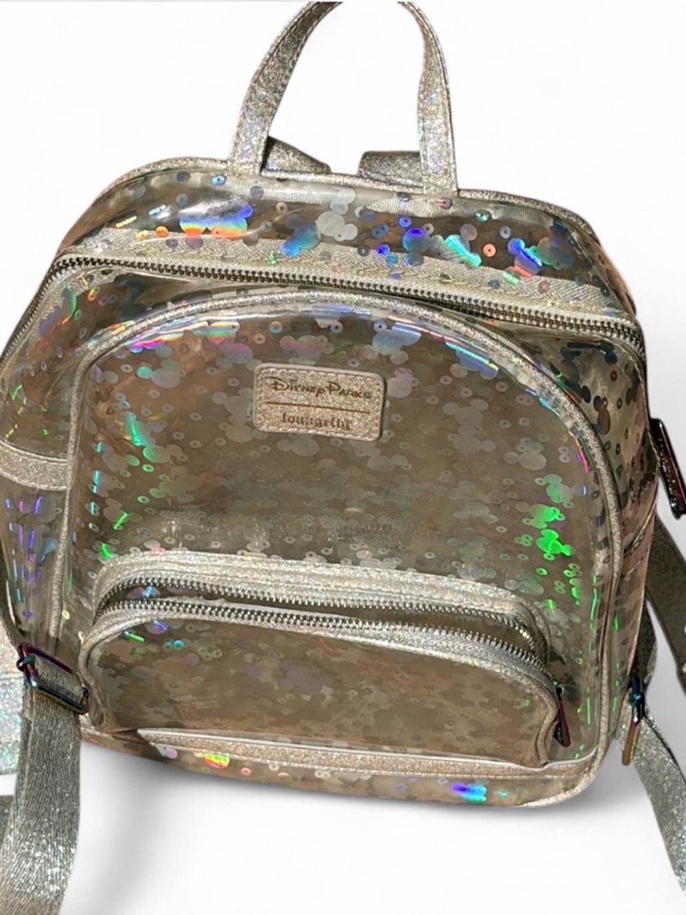 Disney Parks Loungefly Small Backpack Holographic Mickey Confetti Clear Glitter - Picture 7 of 14